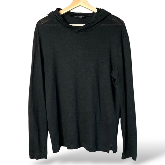 CLUB MONACO 100% Linen Black Long Sleeve Lightweight Hoodie US Sz M - Picture 3 of 10